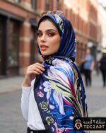 Blue satin scarf European