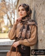 Brown chiffon instant hijab with snake print