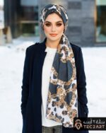 Leopard print cotton scarf