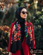 Floral print satin scarf