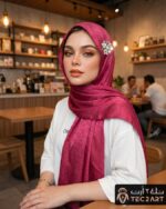 Diamond work maroon scarf