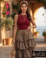 Brown skirt with leopard print