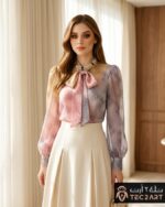 Blue pink top chiffon dress fabric