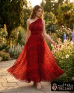 Red black chiffon full dress