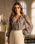 Brown top chiffon fabric