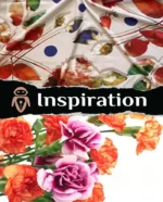 Floral print satin scarf fabric closeup
