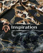 Leopard print cotton scarf fabric closeup
