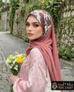 Sequence work chiffon scarf