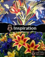 Floral print satin scarf fabric closeup