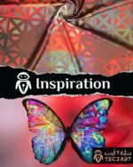 Butterfly print satin scarf fabric closeup