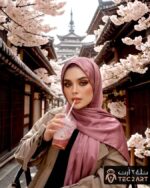 Pink scarf indonesian design