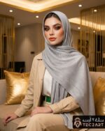 Grey pleated chiffon scarf
