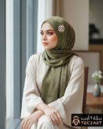 Diamond work satin scarf