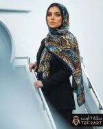 Blue Multi Scarf Satin With Butterfly Print