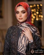orange cotton scarf with zebra print