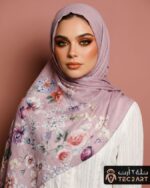 Pink multi floral print cotton scarf