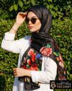 Floral print satin scarf European