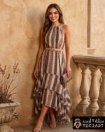 Brown full scada dress fabric