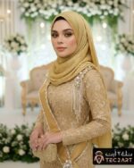 Gold pleated chiffon scarf