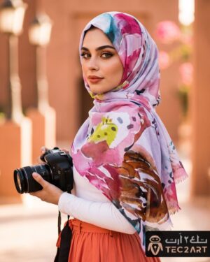 White multi cotton scarf