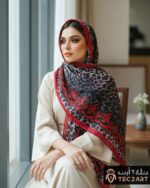Leopard print red brown chiffon scarf