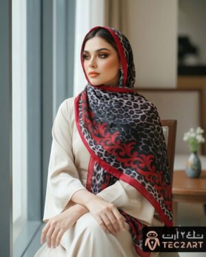 Leopard print red brown chiffon scarf