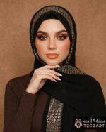 Black gold chiffon scarf