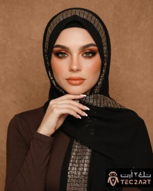 Black gold chiffon scarf
