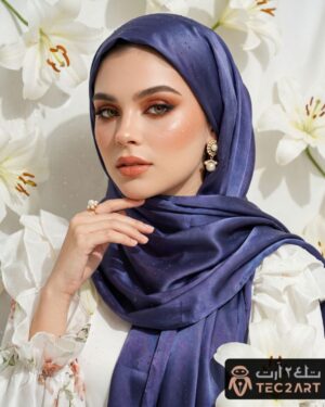 Blue satin scarf plain