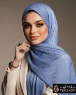 Blue pleated chiffon scarf