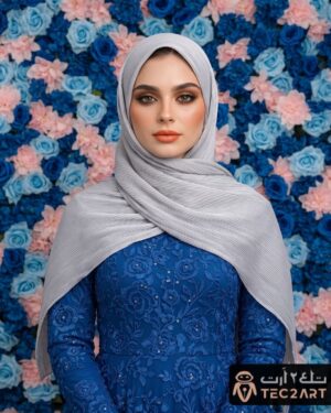 Grey pleated chiffon scarf