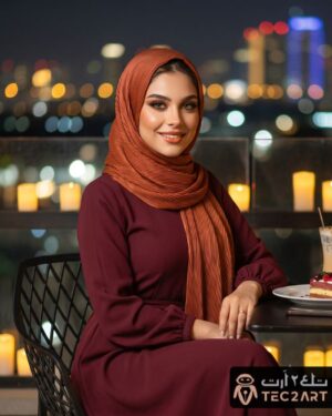 Brown pleated chiffon scarf