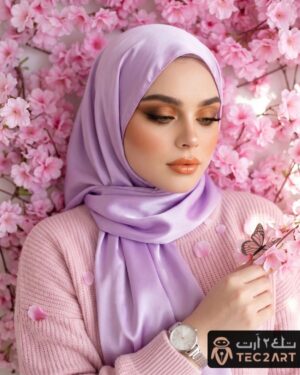 Purple satin scarf