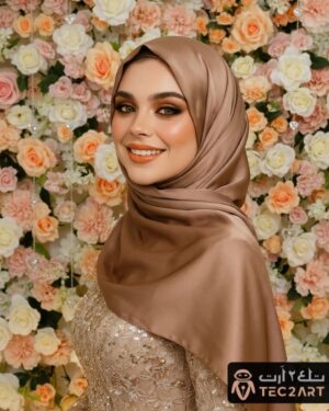 Brown satin scarf