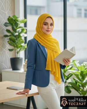 Gold pleated chiffon scarf