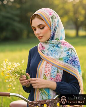 White multi cotton scarf