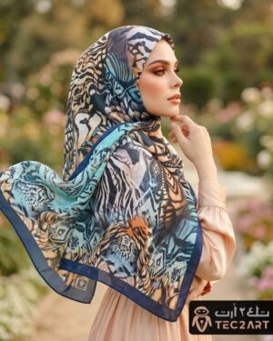 Blue multi scarf with Butterfly Print