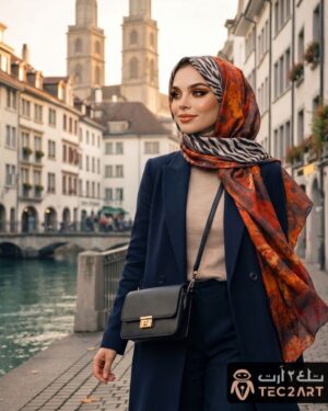 Orange cotton scarf