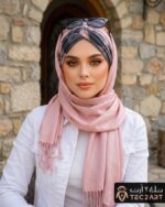 Blue pink cotton instant hijab