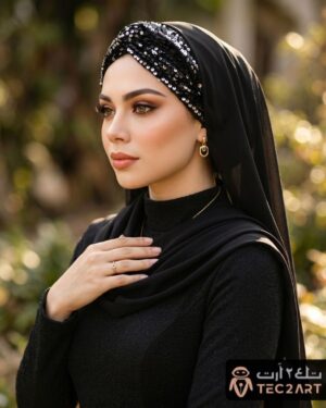 Plain chiffon instant hijab with sequence work