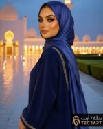 Blue satin scarf