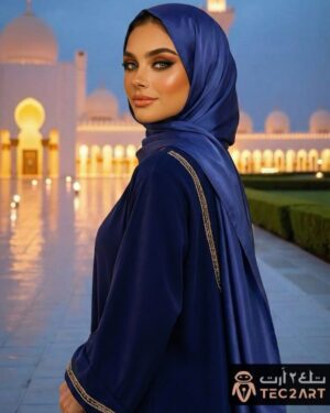 Blue satin scarf
