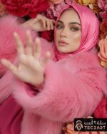 Pink satin scarf
