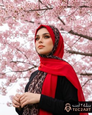 Red chiffon scarf leopard print
