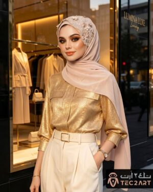 Brown chiffon scarf 3D floral print