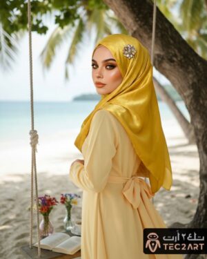 Diamond work satin scarf