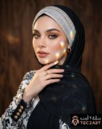 Black chiffon instant hijab with sequence work