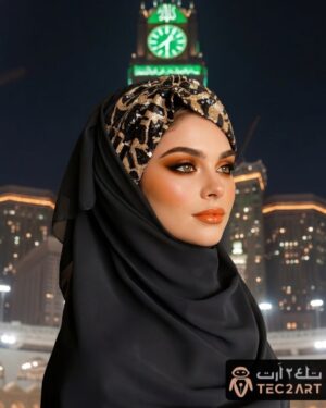 Black chiffon instant hijab with sequence work