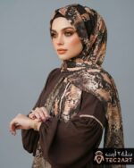 Brown chiffon instant hijab with snake print