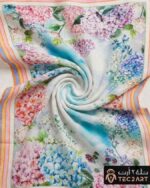 Floral print cotton scarf fabric closeup